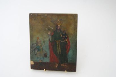 null Ex voto figurant Saint Christophe. Panneau peint : "A devocion de Mariano Mazare"....