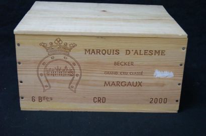 null 6 bouteilles de Marquis d'Alesme Becker. Margaux, 2000. CBO.