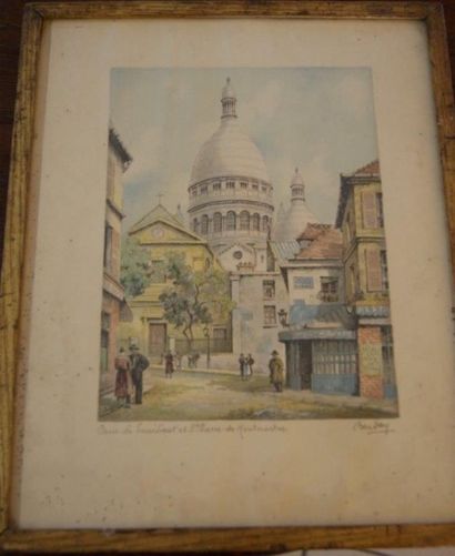 null BARVAY Paris, le Sacré Coeur et Saint Pierre de Montmartre. Lithographie en...