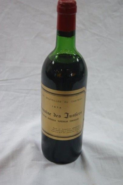 null 1 bouteille de Bordeaux, domaine des Justices, 1974. (niveau bas)