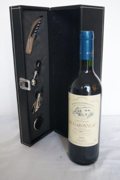 null Set d'oenologie, composé d'une bouteille de Bordeaux (château de Garonneau,...