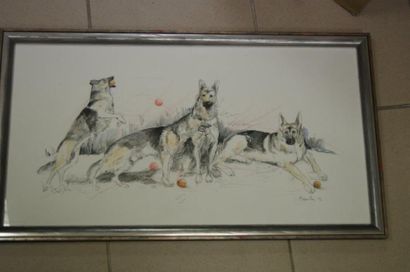 null KANTE B.Bergers allemands jouant. Dessin. 37 x 67 cm