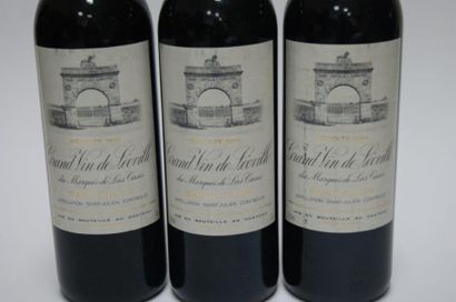 null 3 bouteilles de Saint Julien, Grand Vin de Léoville du Marquis de Las Cases,...