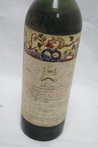 null 1 bouteille de château Mouton Rothschild, 1968. Bouteille numérotée. Etiquette...