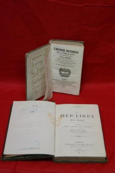 null Lot de 2 livres XIXe : Hayes "La mer libre pôle" Paris, Hachette, 1870 / Beleze...