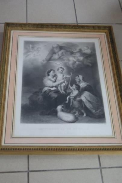 null D'après Murillo, Gravure figurant la Vierge de Séville. 62 x 45 cm