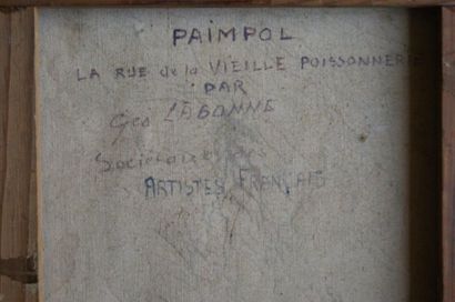 null LABONNE "Paimpol, Rue de la vieille poissonnerie". Huile sur toile signée en...
