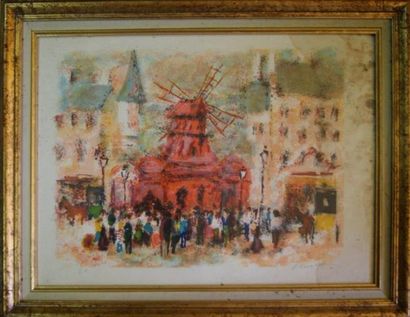 null Urbain Huchet (né en 1930) "Moulin Rouge" Lithographie en couleurs. 52 x 71...