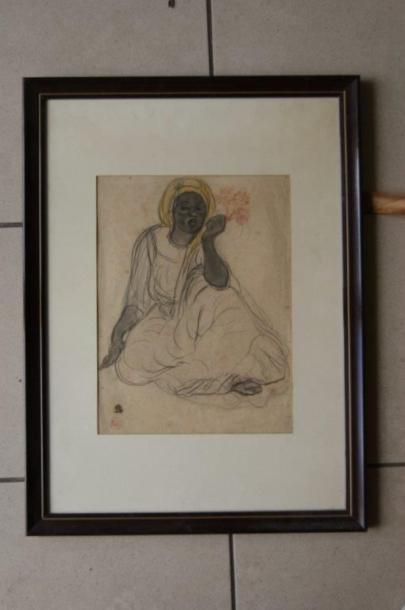 SURÉDA André (1872-1930) SUREDA Andre (1872-1930) "Jeune fille Maure", dessin technique...