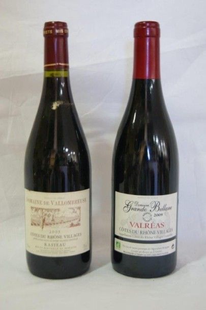 null Lot de deux bouteilles : Côtes du Rhône Village 2005 (domaine du Vallombreuse)...