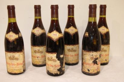 null 6 bouteilles de Chorey-les-Beaune, 1966. (étiquettes légèrement sales)