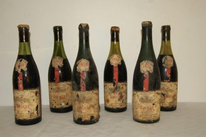 null 6 bouteilles de Volnay, domaine Louis Boulanger, 1955. (LB, étiquettes sales...