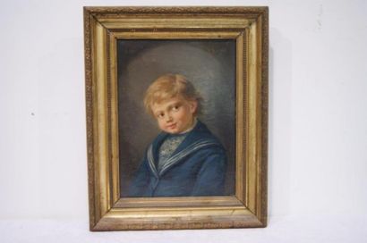 null ECOLE FRANCAISE DU XIX e siècle, Portrait de jeune garçon titré "Didi 5 ans",...