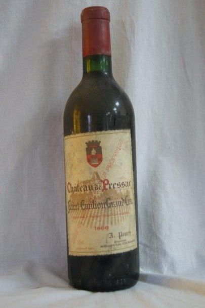 null 1 bouteille de Saint Emilion Grand Cru, château Pressac, 1966. (étiquette s...