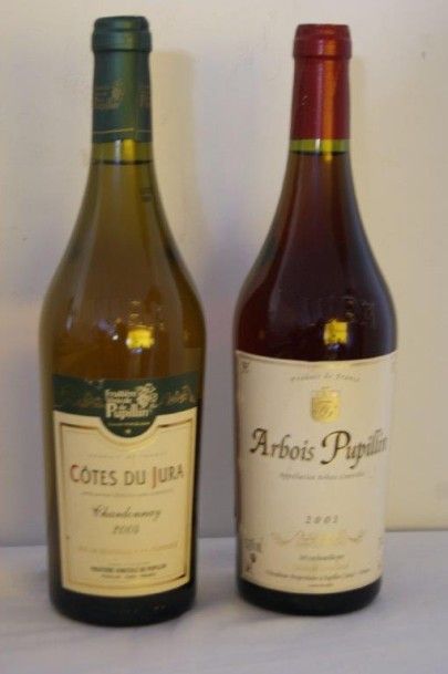 null Lot de 2 bouteilles de Côtes du Jura dont Chardonnay 2004 et une d'Arbois Pupillin...