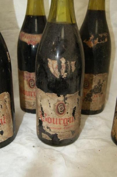 null 4 Bouteilles de BOURGUEIL 1953 + 1 bouteille de Bourgueuil 1959(?) et 2 bouteilles...
