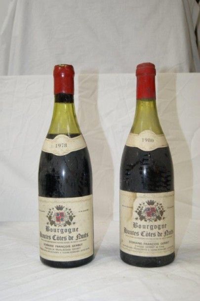 null 2 bouteilles de hautes côtes de nuits, 1978 et 1980 (étiquette sale, niveau...