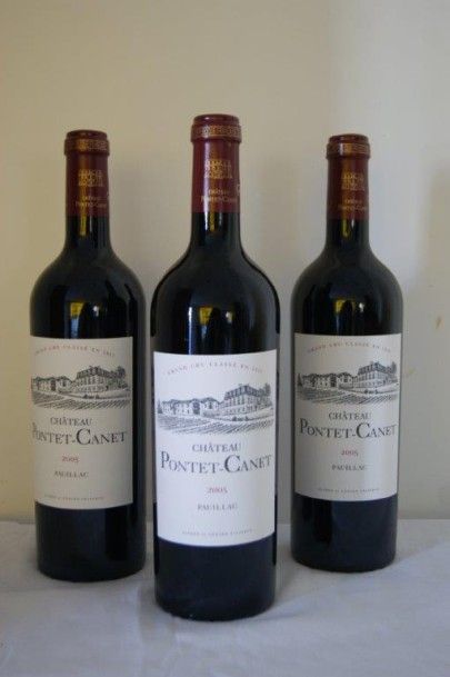 null 3 bouteilles de Pauillac, château Pontet-Canet, 2005.