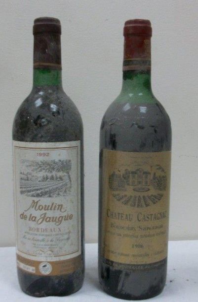 null 2 bouteilles de Bordeaux : Moulin de la Jaugue 1992 et Château Castagnac 19...
