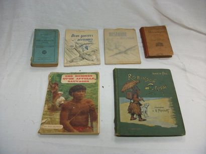 null Petit lot de livres : Robinson Crusoé, Des hommes qu'on appelle sauvage, …
