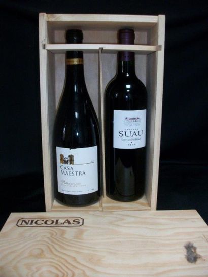 null 2 bouteilles de vin Rouge : Château Suau (Côtes de Bordeaux 2010) et Casa Maestra...