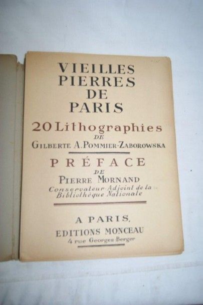 null "Vielles pierres de Paris" 20 lithographies de Gilbert Pommier - Zaborowska....