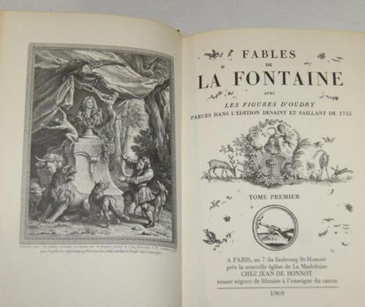 null LA FONTAINE, "Fables" (4 volumes) - "contes" (2 tomes) - "oeuvres diverses"...