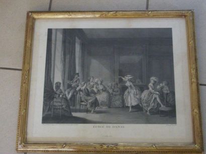 null D'après Laurince, Gravure en noire, "L'Ecole de Danse" 36 x 41 cm