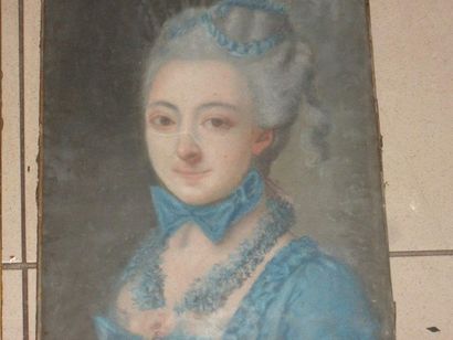 null Ecole française du XIXe siècle. Portrait de jeune homme. Pastel. 37 x 28 cm...