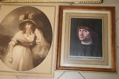 null Lot composé d'une impression, figurant un portrait d'après Antonello de Messine...