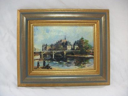 null LECLERCQ "Vue de village" Huile sur toile. 16 x 12 cm