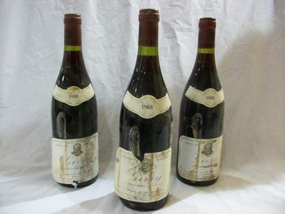 null 3 bouteilles de Givry, domaine des Vignes, 1988 (étiquette sale décollée abimée,...