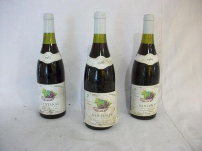null 3 bouteilles de Santenay, A. Cherrier, 1986. (es, une décollée)