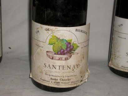 null 3 bouteilles de Santenay, A. Cherrier, 1986. (es, une décollée)