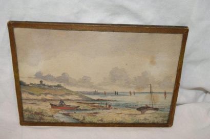 null Ecole française XIXe-XXe, Aquarelle figurant une Marine. 16 x 24 cm