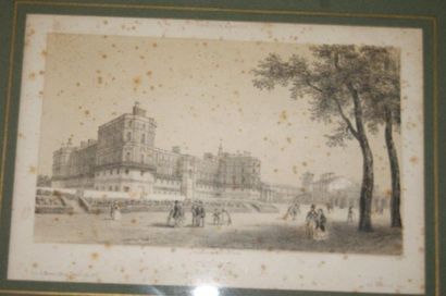 null Petite gravure figurant "Saint Germain vu du château". 22 x 15 cm (rousseurs)...