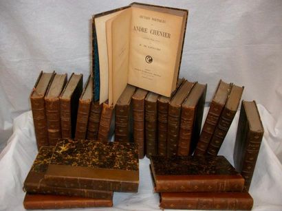 null Lot de 21 livres classiques (reliures identiques demi-cuir) dont 11 volumes...