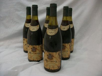 null 6 bouteilles de Mercurey, Hubert Père et Fils, 1982 (es, LB et B)