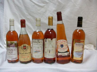 null Lot de 6 bouteilles de vin rosé: bordeaux 1993, Bandol, Cotes d'Auvergne 1985,...