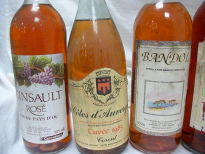 null Lot de 6 bouteilles de vin rosé: bordeaux 1993, Bandol, Cotes d'Auvergne 1985,...