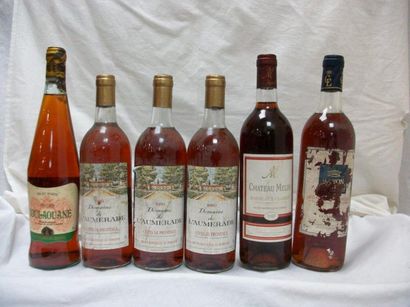 null Lot de 6 bouteilles de vin rosé: Cote de Provence 1989, Boulaouane, Bordeaux...