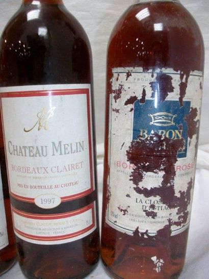 null Lot de 6 bouteilles de vin rosé: Cote de Provence 1989, Boulaouane, Bordeaux...