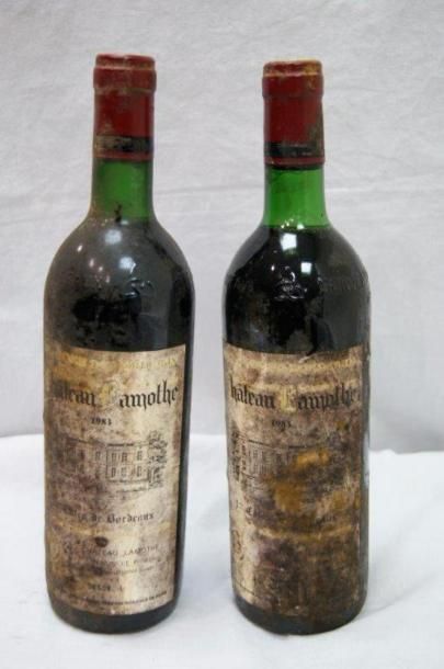 null 2 bouteilles de Bordeaux, Château Lamothe, 1983. (ets, LB, capsules gondolé...