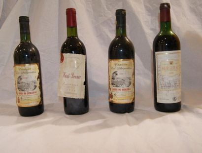null Lot de 4 bouteilles de bergerac rouge: haut branac 1999 ( etiquette déchirée...