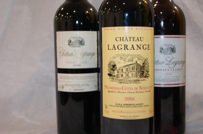 null Lot de 4 bouteilles de Chateau Lagrange : une de 2005 , une rouge 2006 et deux...