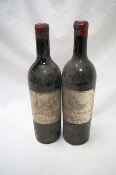 null 2 bouteilles de Château BEYCHEVELLE , Saint julien , Achille FOULD .1916. Niveau...