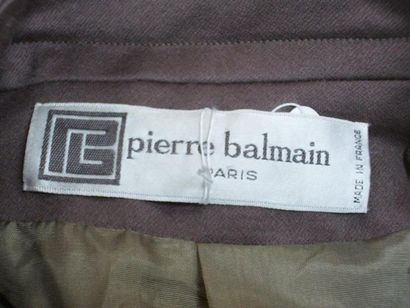 null Pierre BALMAIN Taillon jupe en laine couleur taupe. T.40. BE