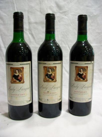 null 3 bouteilles de St Julien, Lady Langoa, 1987. Lb et b