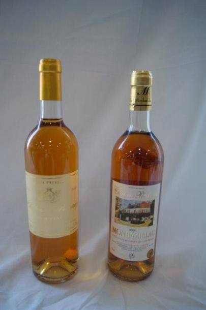 null Lot de deux bouteilles de vin blanc moelleux : Montbazillac, Château Poulvère,...