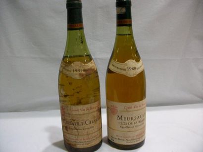 null Lot de 2 bouteilles de vin blanc, Moillard : Meursault, Clos de La Barre, 1980...
